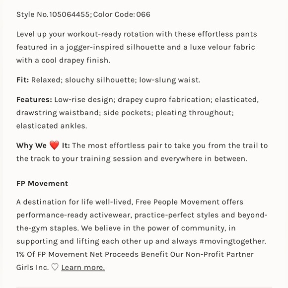 FP Movement Momentum Velour Pants!🔥 with pockets! XL- New w/ Tags! - Picture 6 of 16